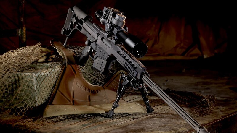 Black Sniper Rifle — Dramatic, Photograph, Scope