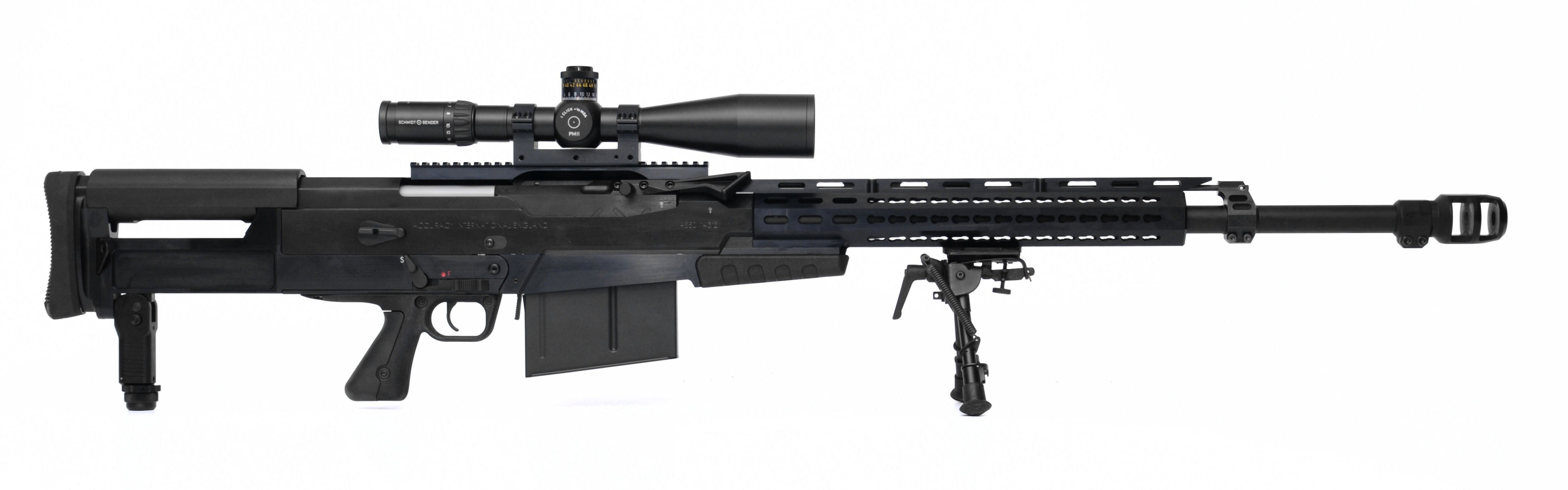 Black sniper rifle with scope