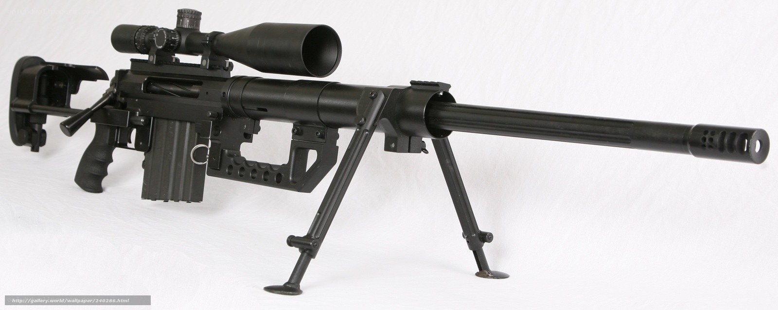 Black sniper rifle with scope