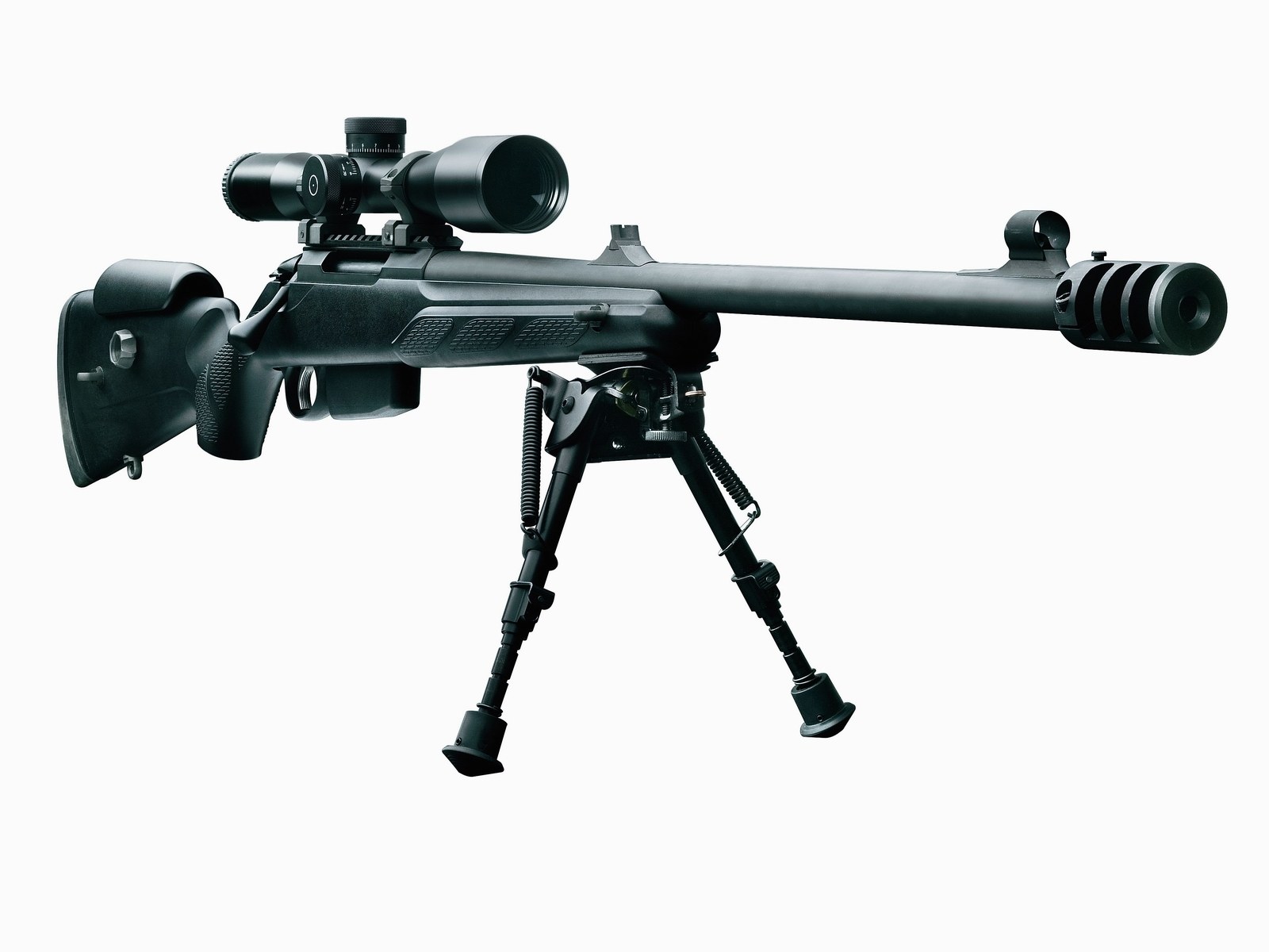 black sniper rifle with scope