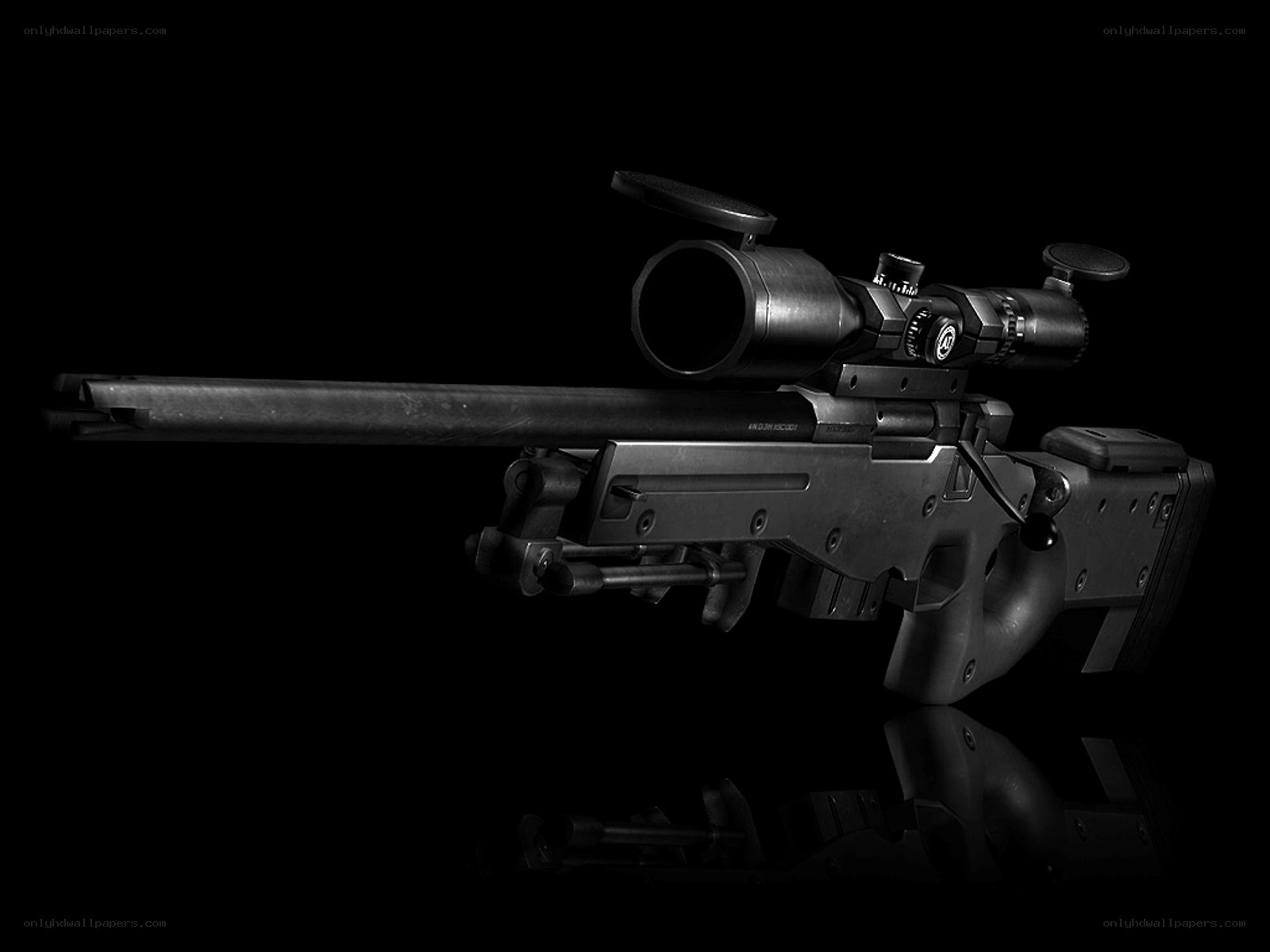 Black sniper rifle with scope
