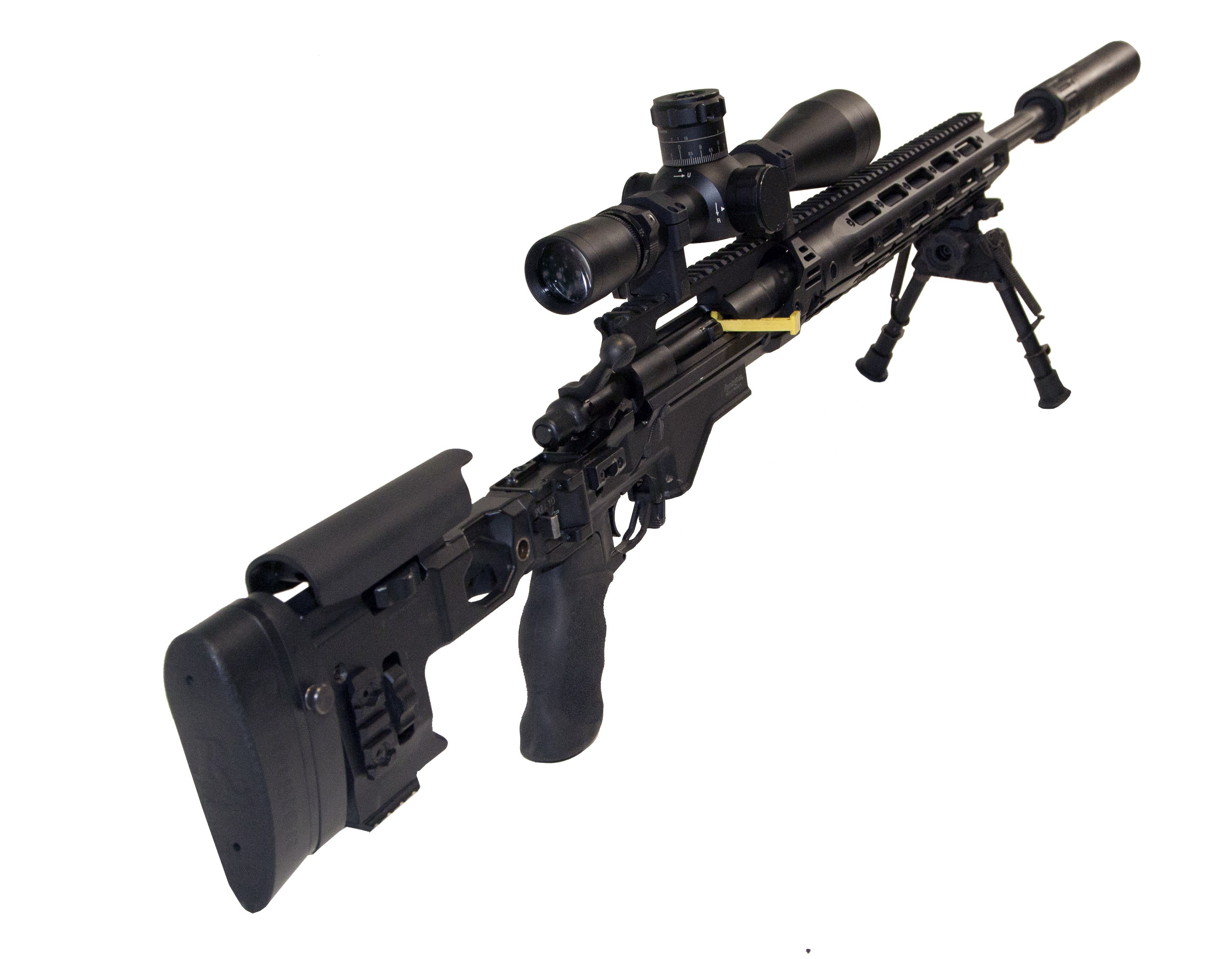 black sniper rifle with scope