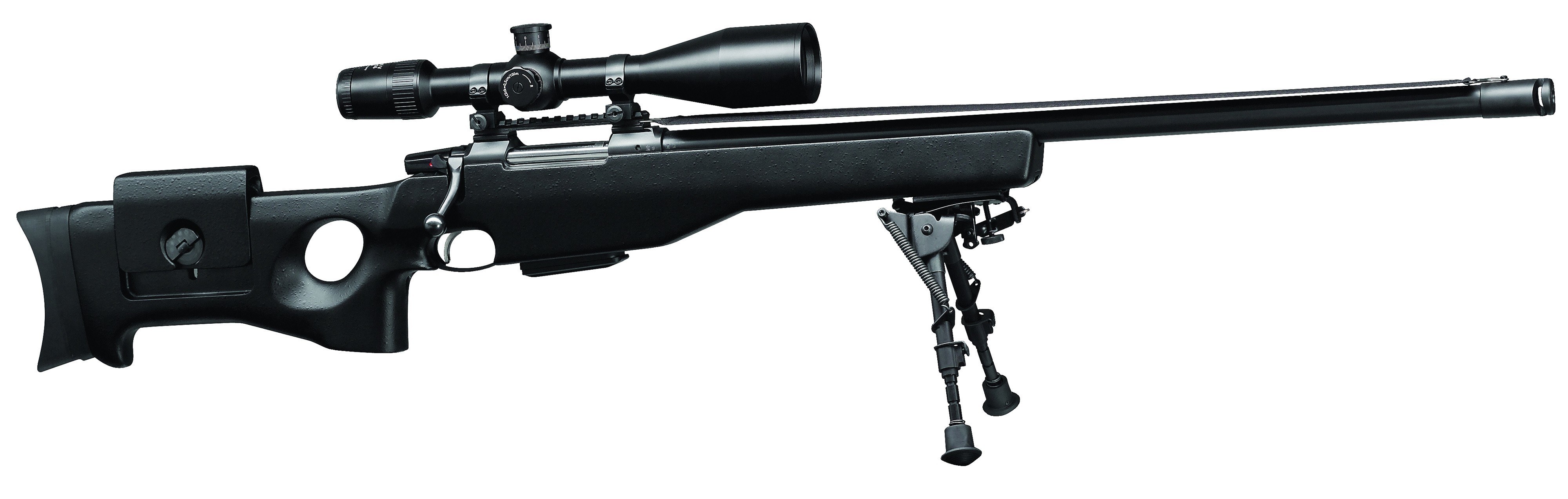 black sniper rifle with scope