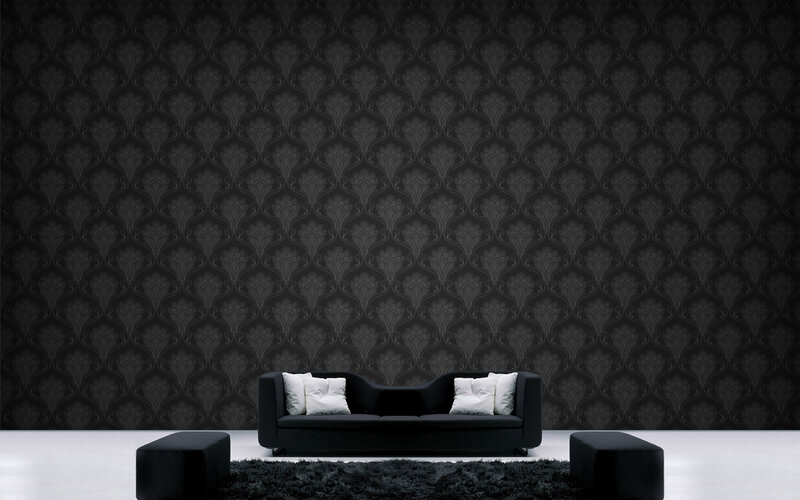 black sofa in modern room