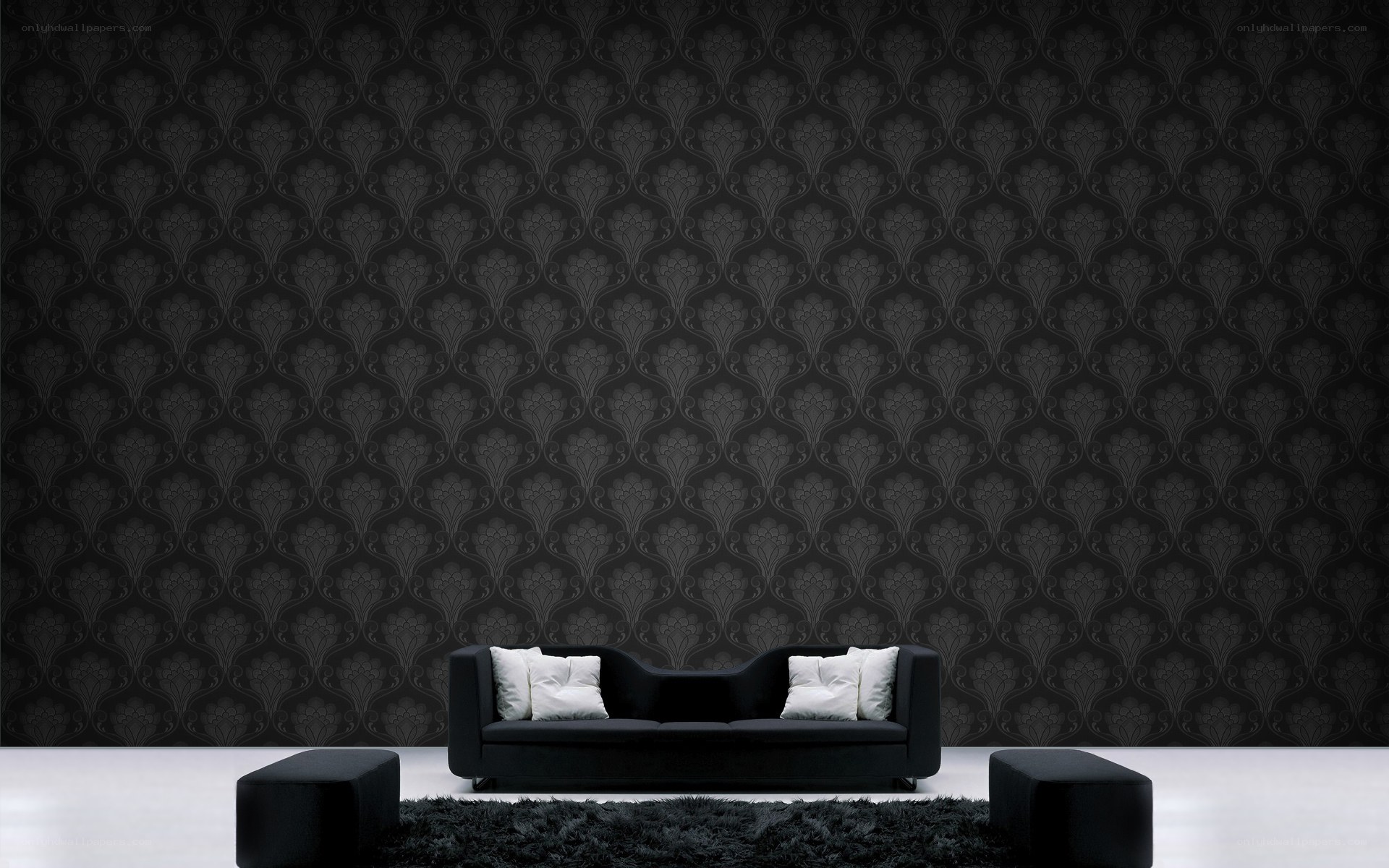 black sofa in modern room