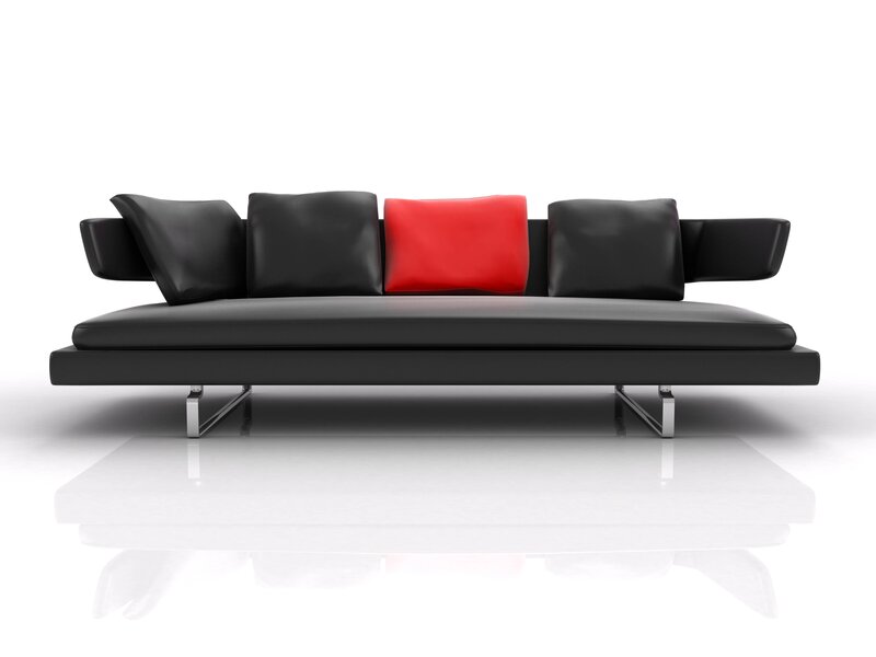 Black Sofa with Red Pillow