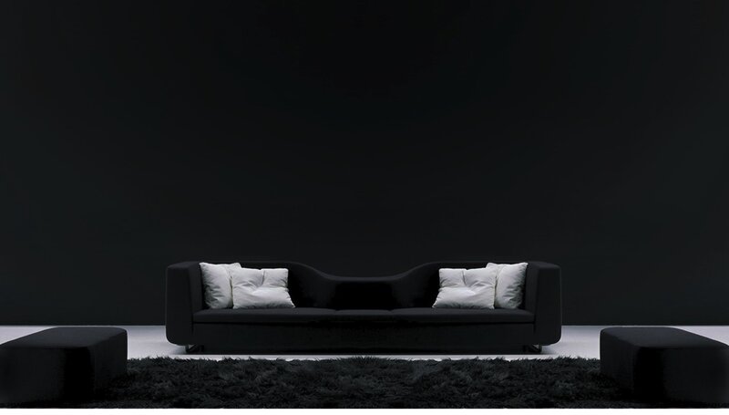 black sofa with white pillows