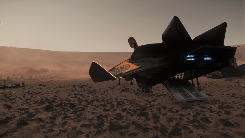 Black Spacecraft on Desert
