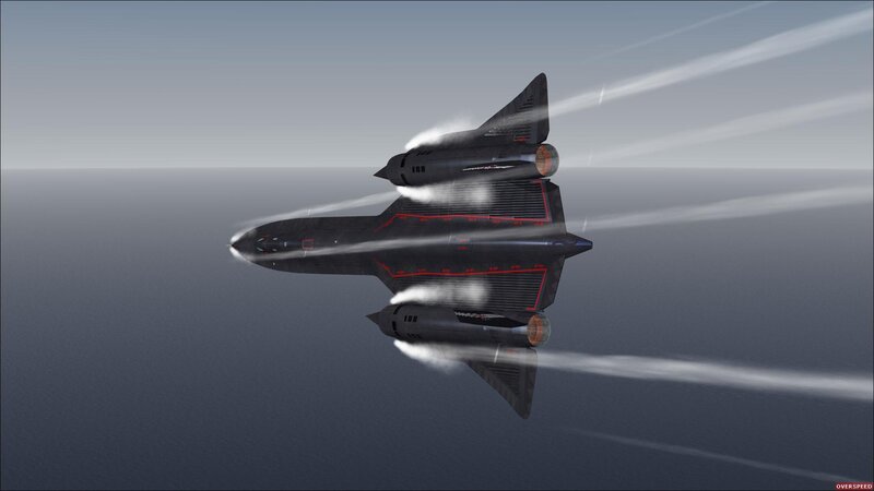 Black spaceplane in flight