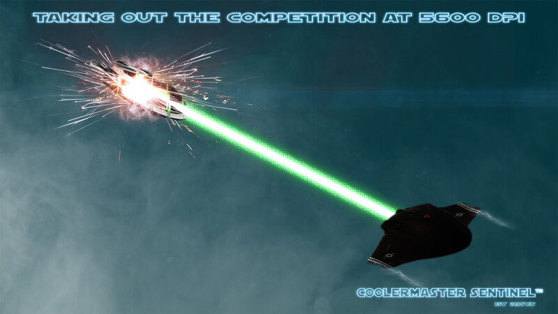 Black Spaceship Firing Laser