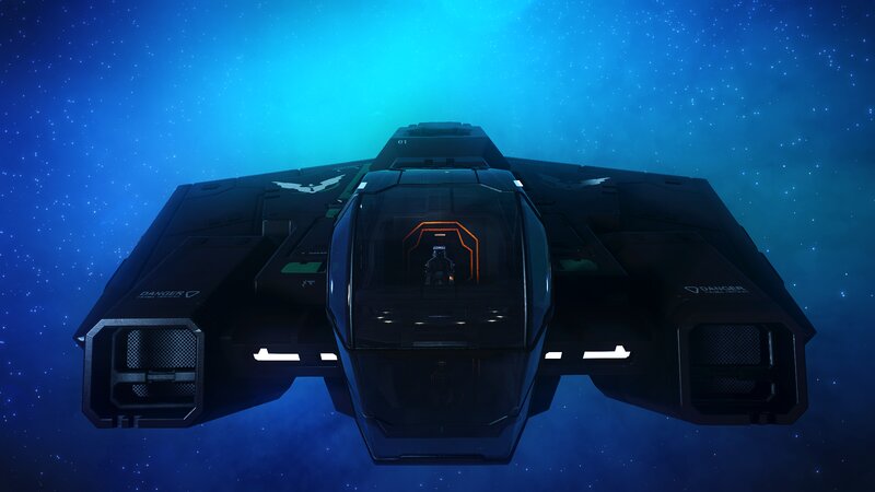 Black Spaceship in Space — Blue