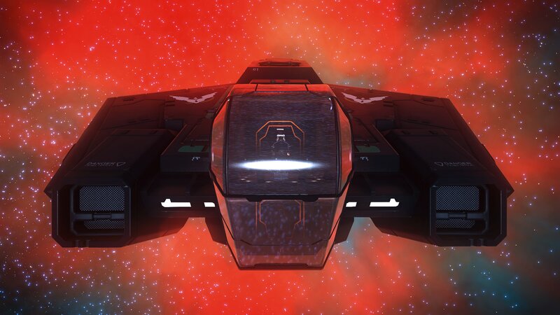 Black Spaceship in Space — Red