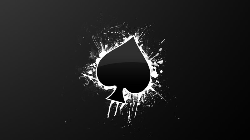 Black Spade Symbol — Dramatic, Digital Art, Splatter, White Paint