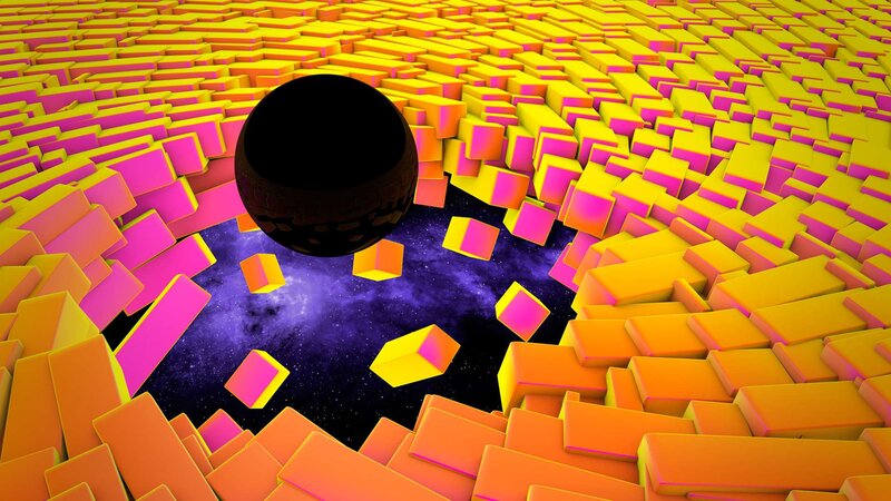 Black Sphere in Colorful Blocks