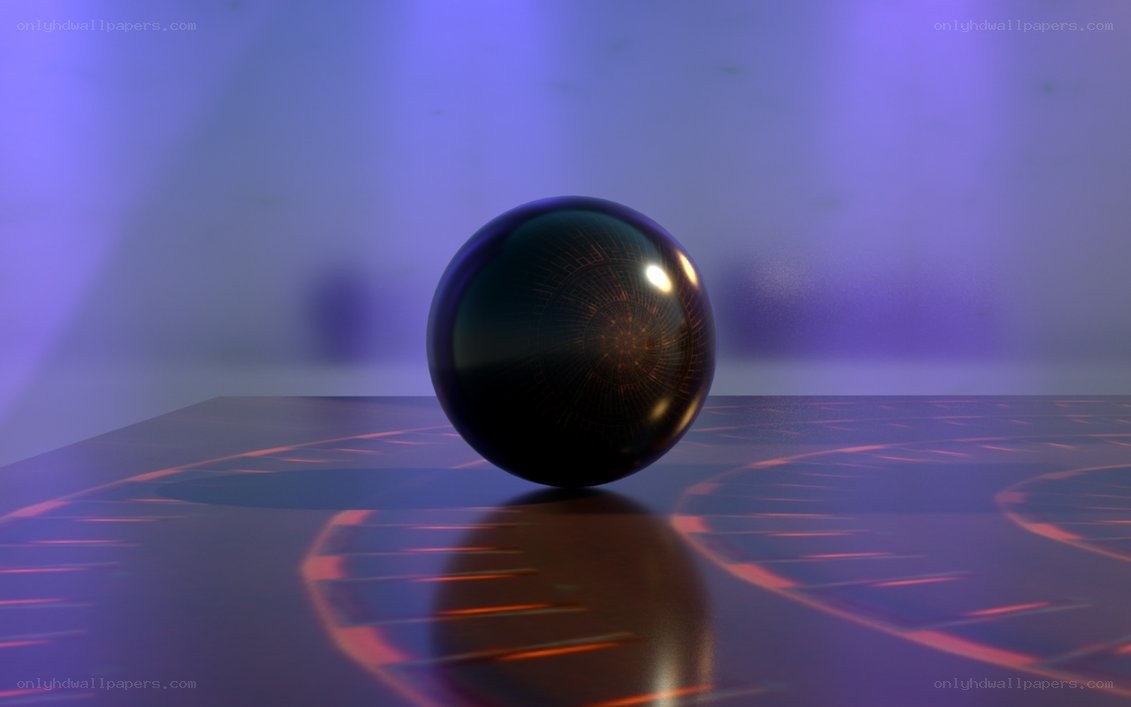 black sphere on glowing surface
