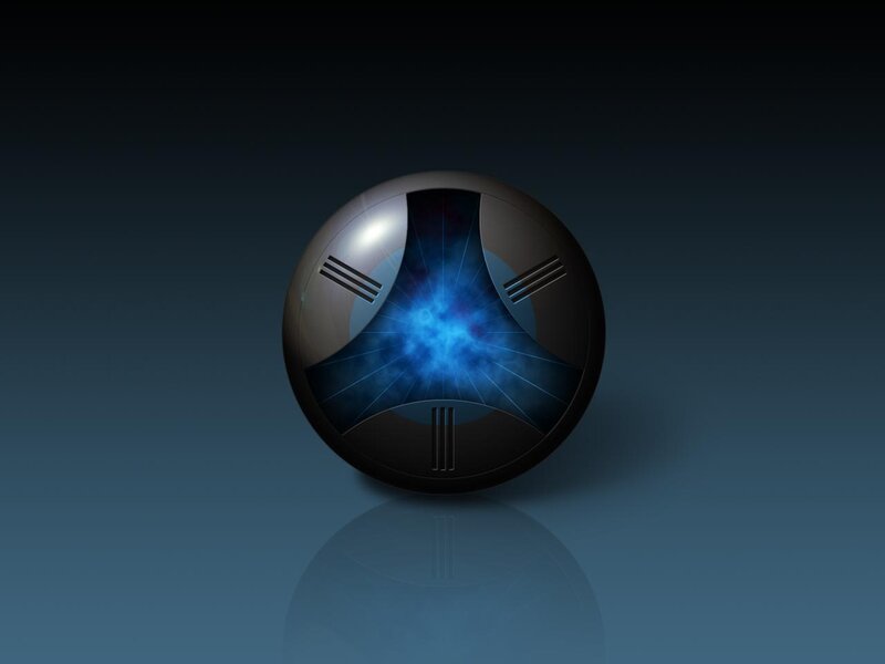 Black Sphere with Blue Core