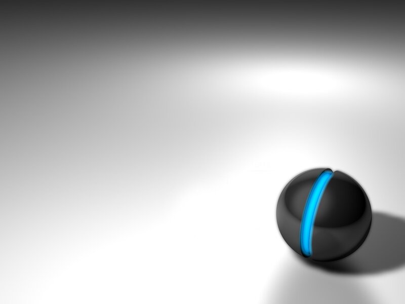 black sphere with blue stripe