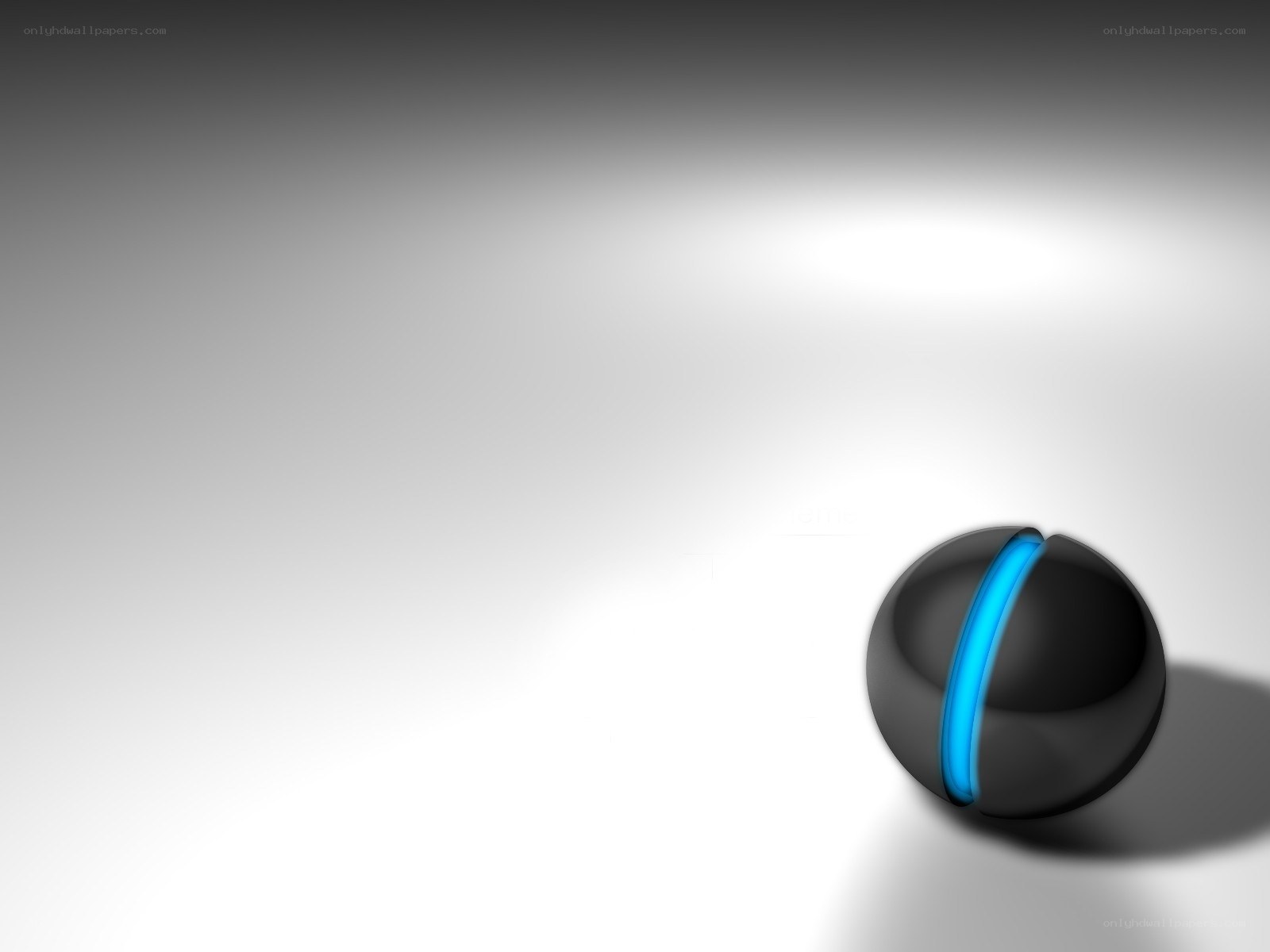 black sphere with blue stripe