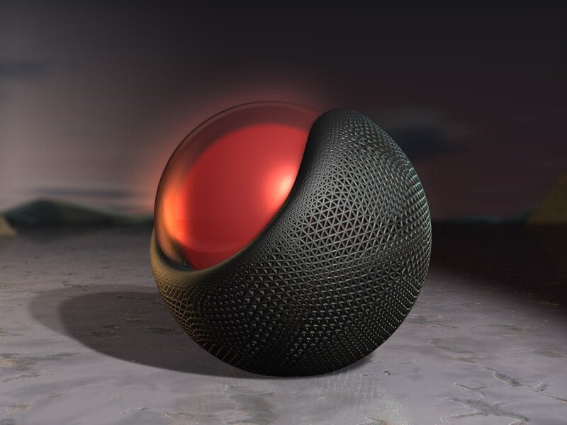 Black Sphere with Red Core