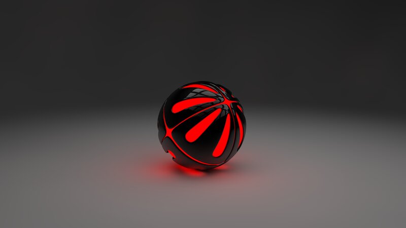 Black Sphere with Red Patterns — Dark
