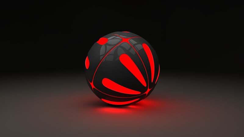 Black Sphere with Red Patterns