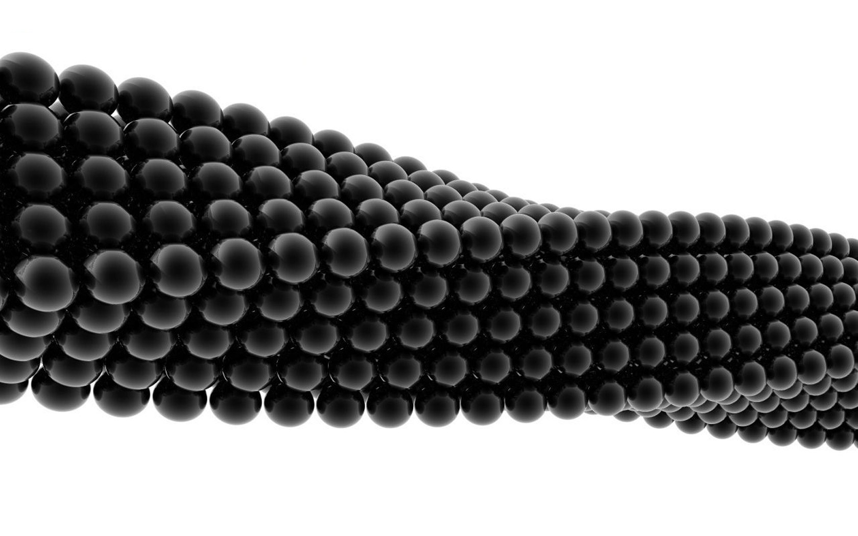 black spheres in a spiral pattern