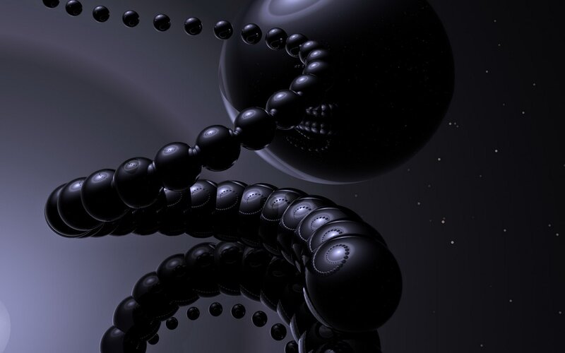 black spheres in spiral formation