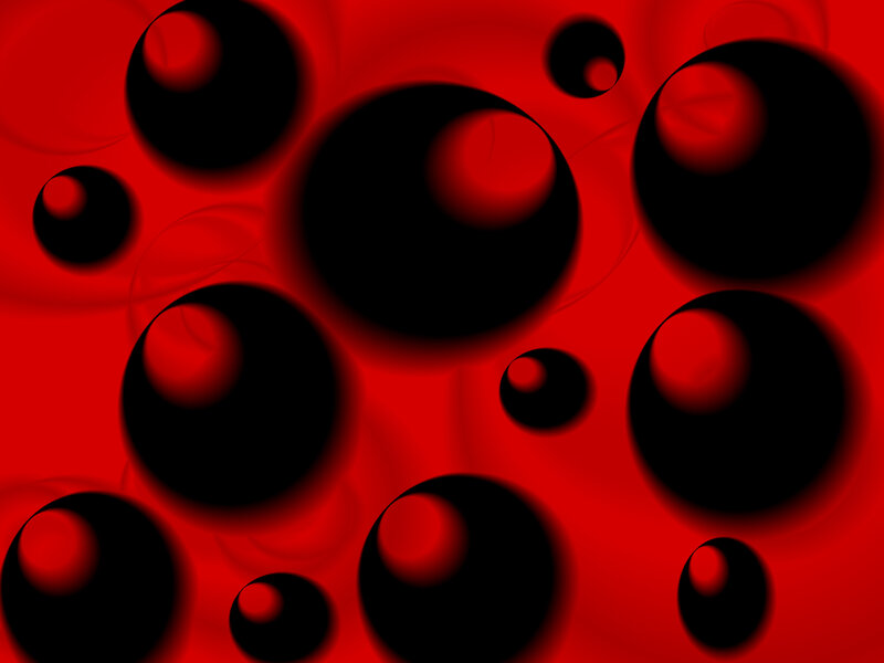 Black Spheres on Red