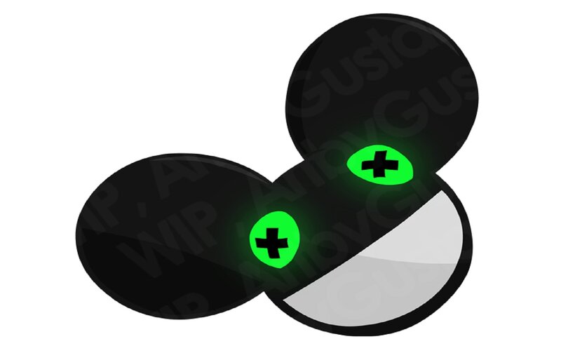Black Spheres with Green Crosses