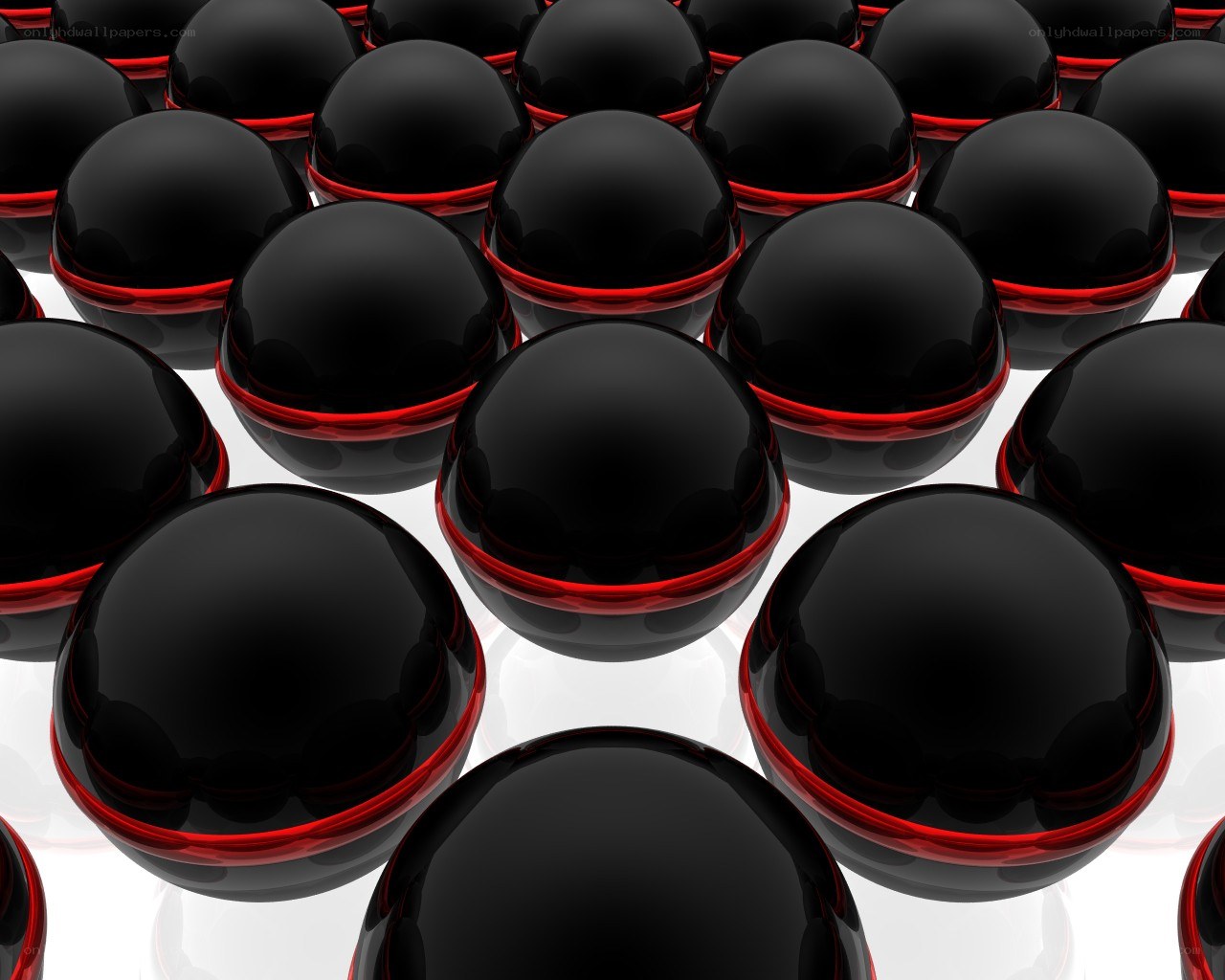 black spheres with red rings