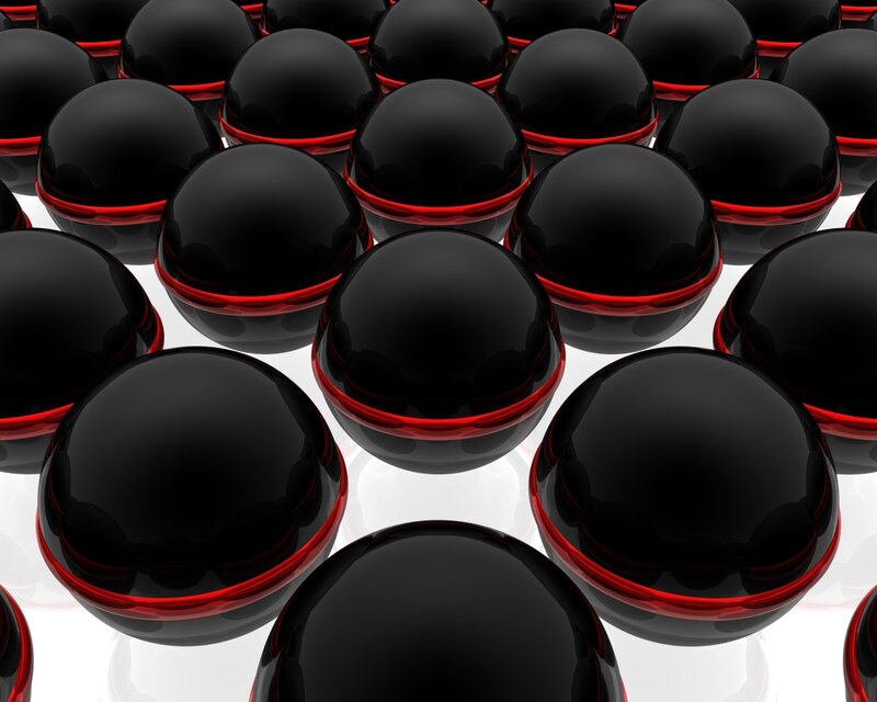 Black Spheres with Red Rings — Abstract