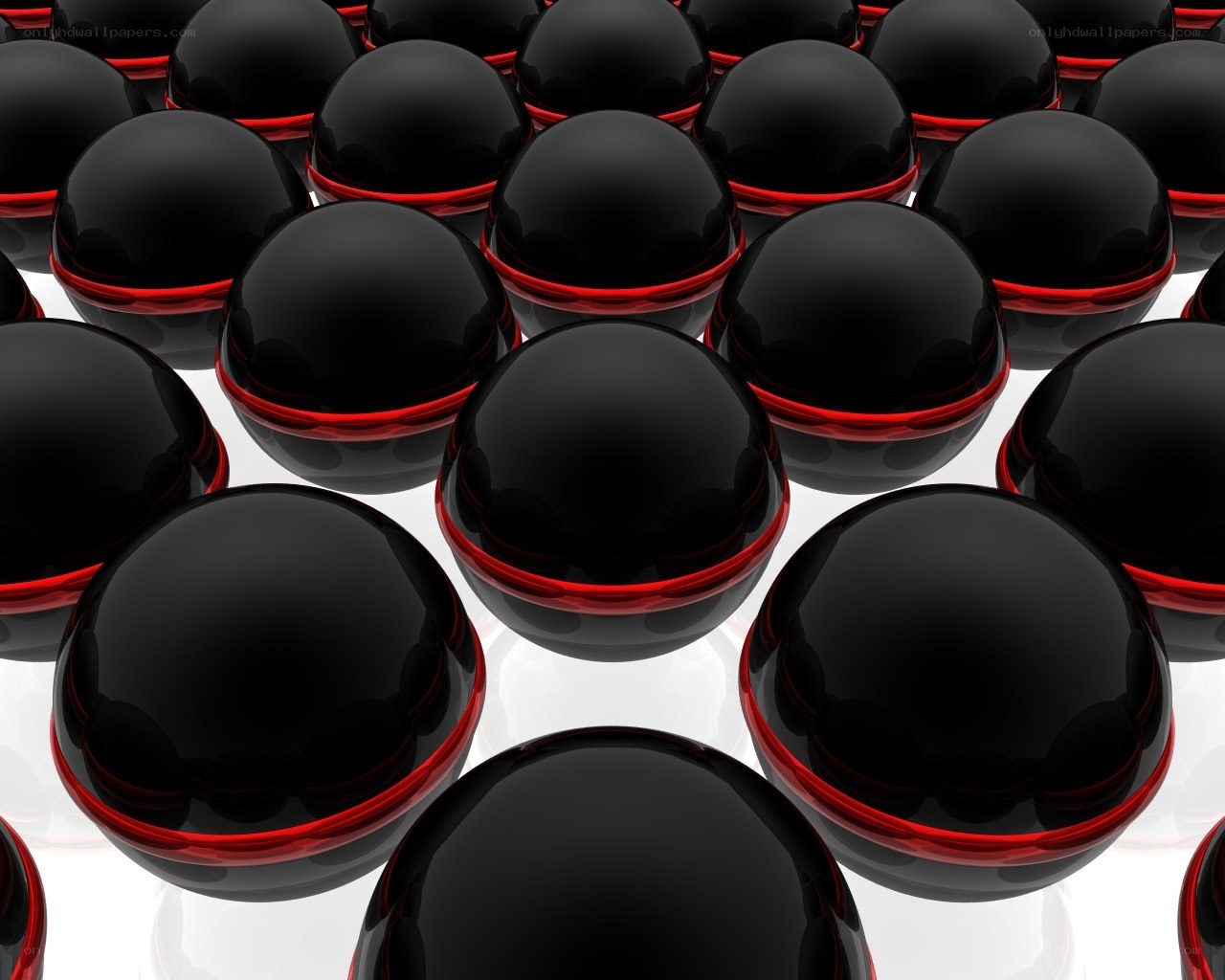 black spheres with red rings