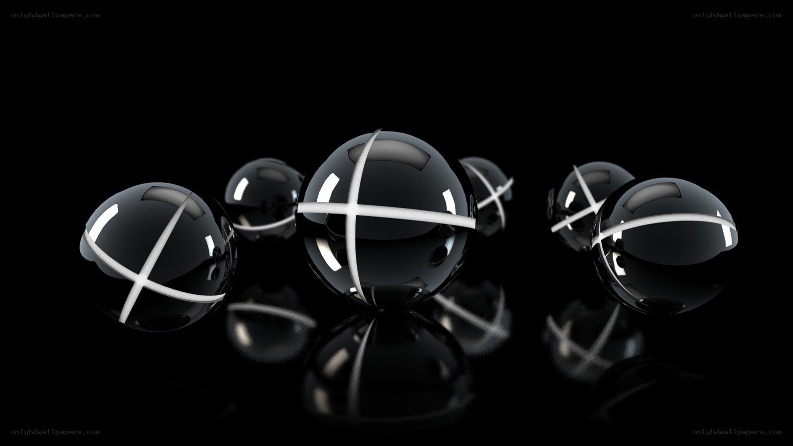 Black spheres with white crosses