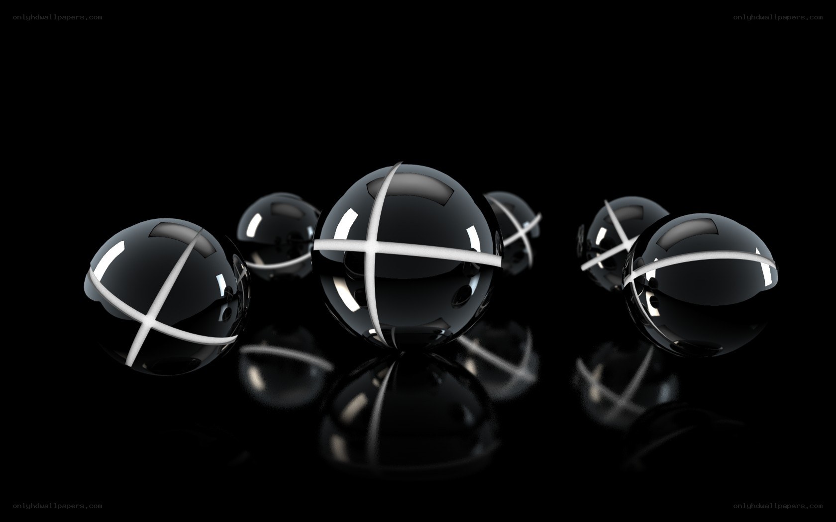 Black spheres with white crosses
