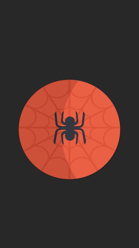 Black Spider on Orange Circle