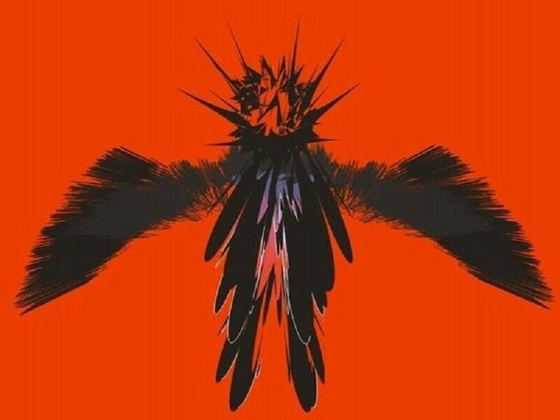 black spiky creature on red