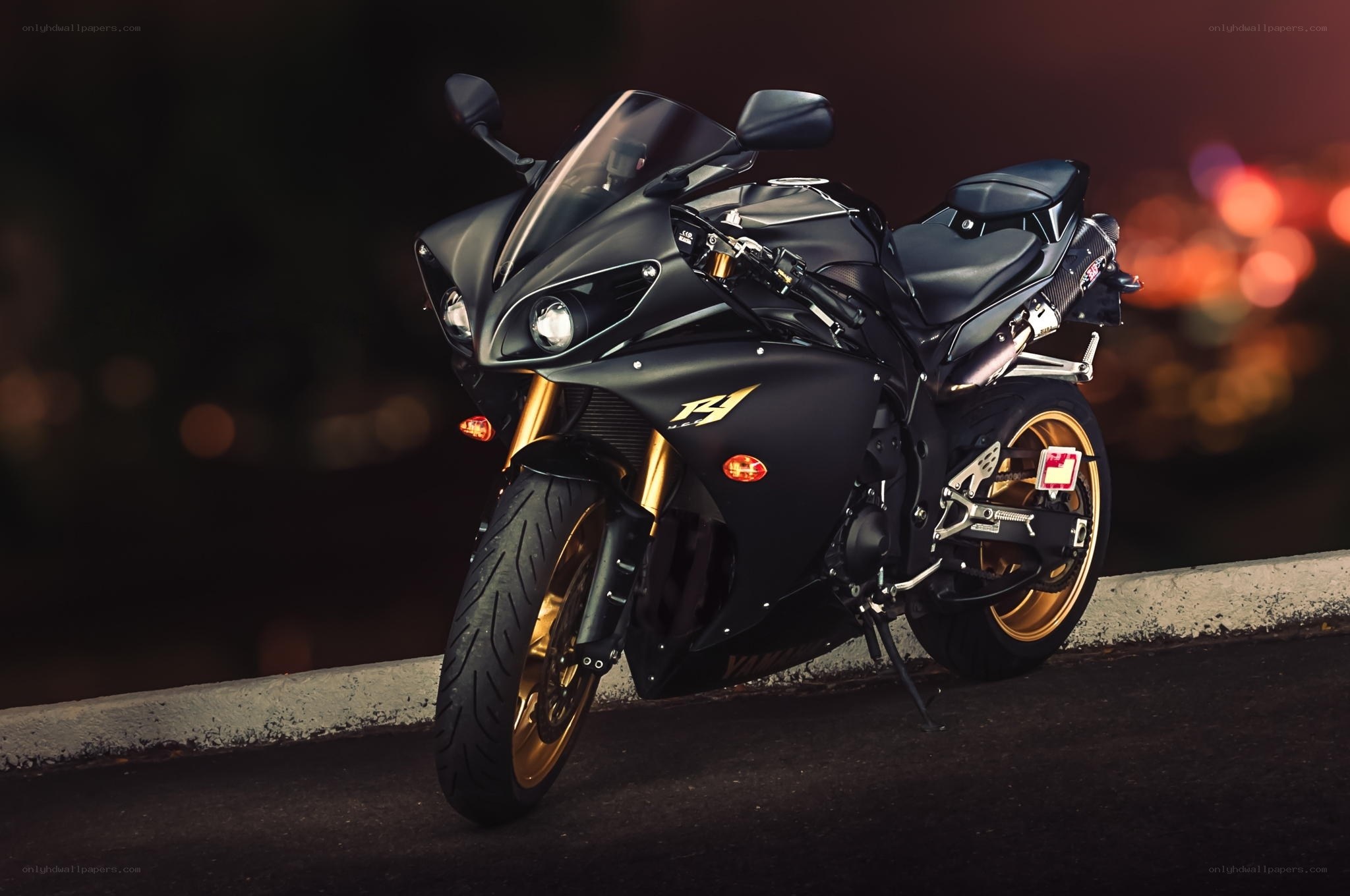 black sport motorcycle at night