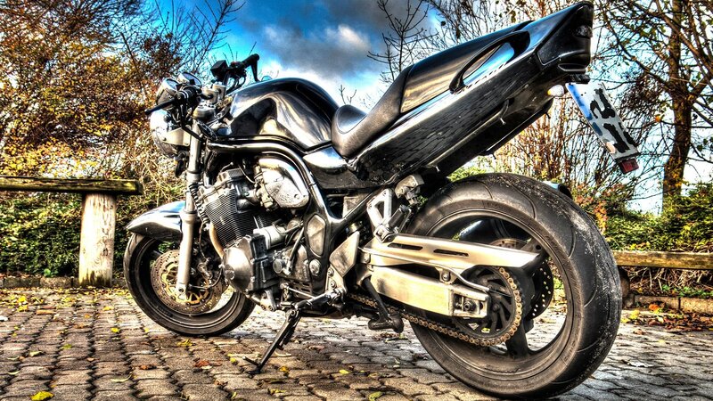 Black Sport Motorcycle — Dramatic, Autumn