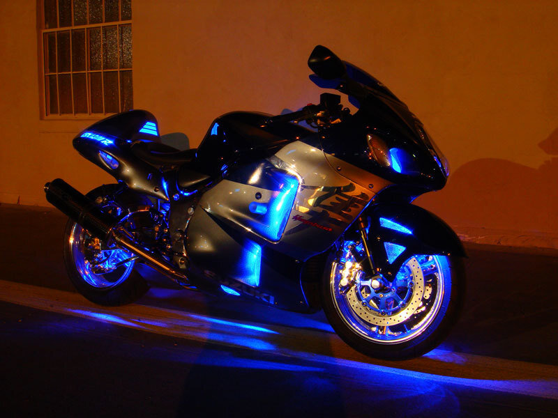 Black Sport Motorcycle — Dramatic, Night