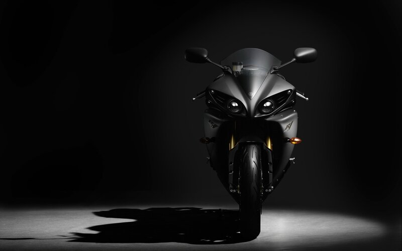Black Sport Motorcycle — Dramatic, Photograph, Headlights, Mirrors, Windshield