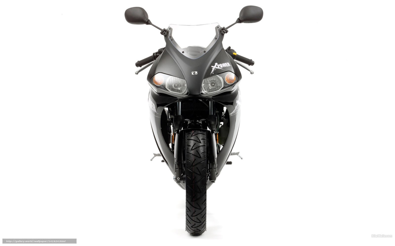 black sport motorcycle front view