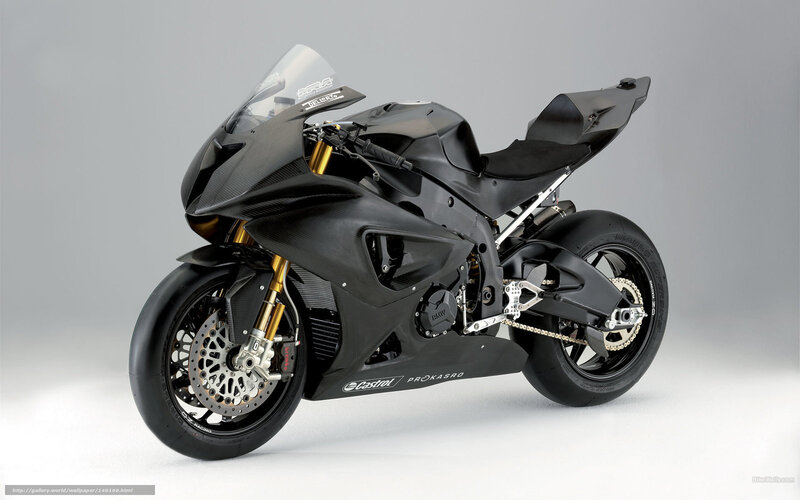 Black Sport Motorcycle — Neutral, Photograph, Carbon Fiber Body, Gold Forks