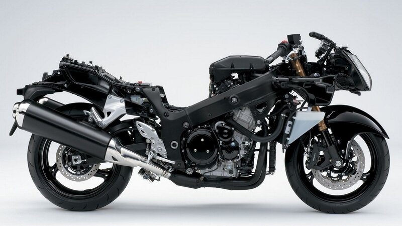 Black Sport Motorcycle — Neutral, Photograph, Exposed Engine, Exhaust Pipe, Disc Brakes