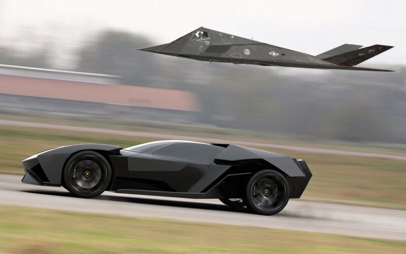 Black Sports Car and Jet — Dynamic