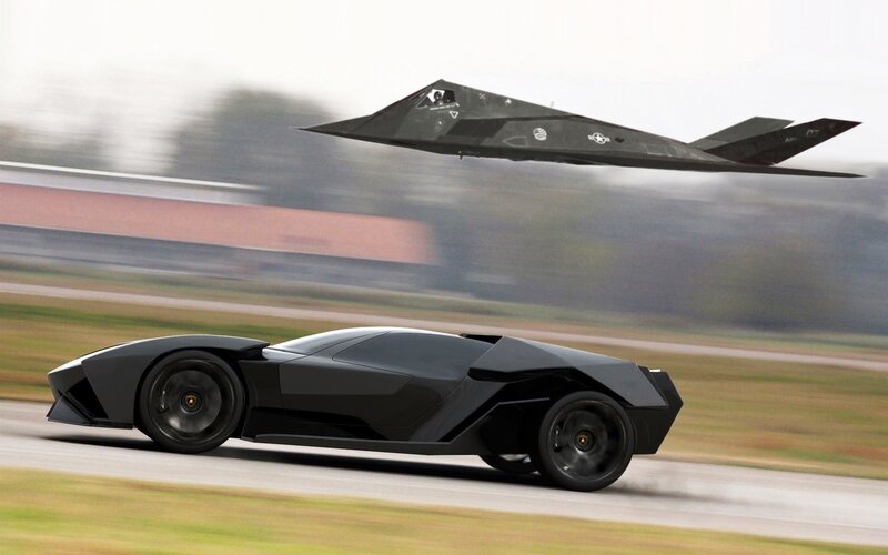 Black Sports Car and Jet