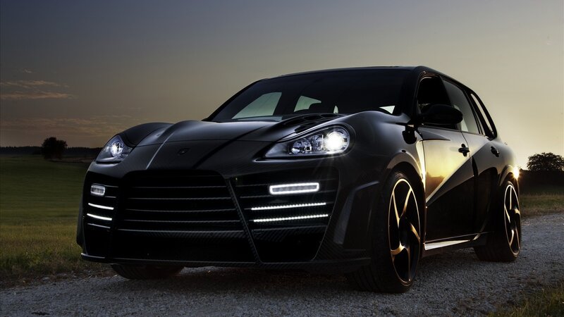 black sports car at dusk