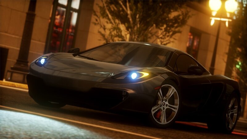 black sports car at night