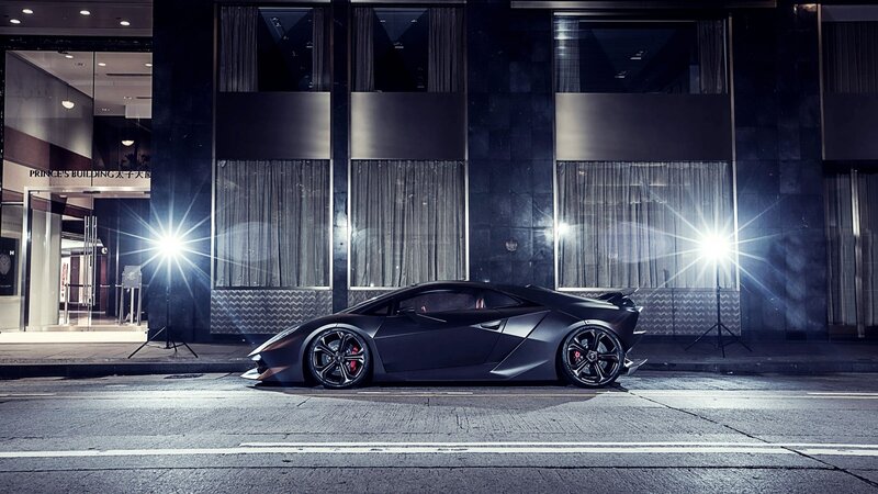 Black sports car at night