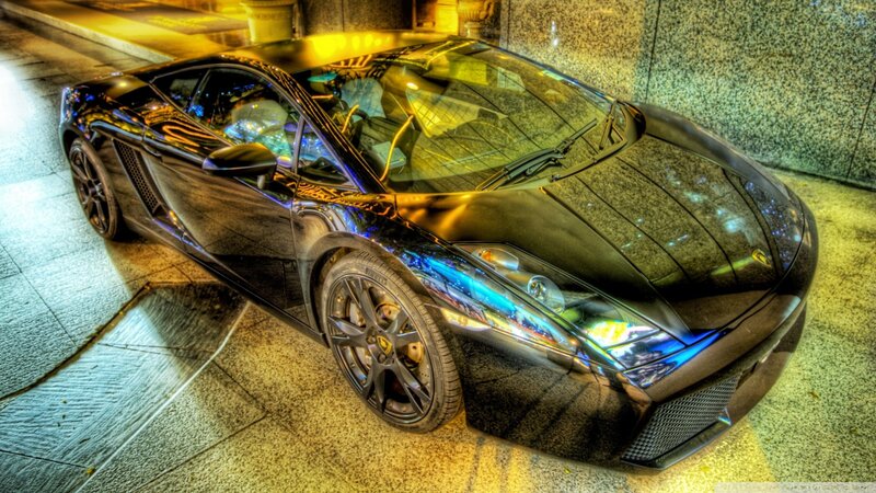 Black sports car at night