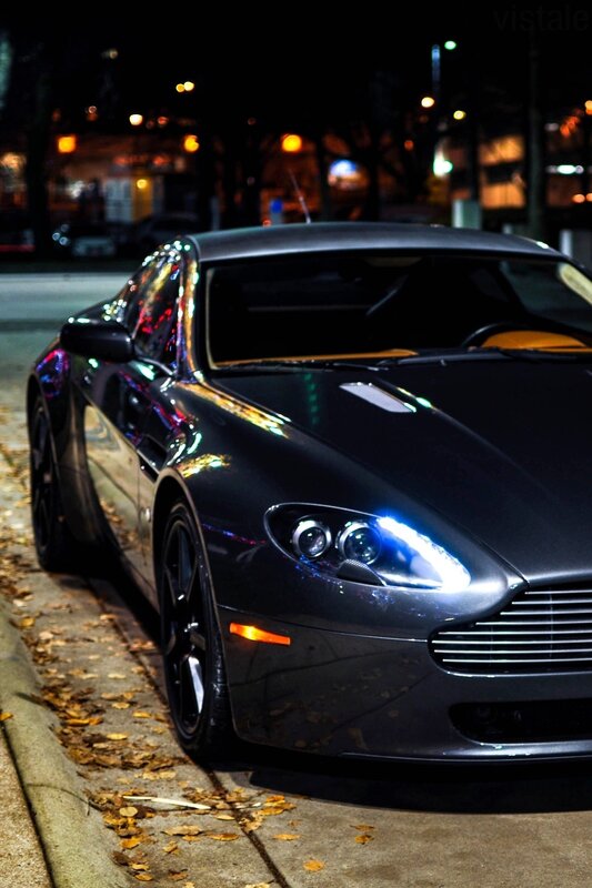 black sports car at night